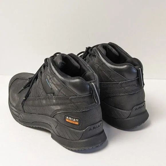 Ariat Contender H2O Steel Toe Work Boots, Black Leather, Men's 11 Wide