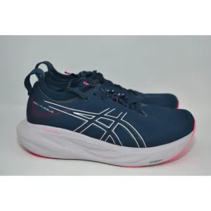 Asics Gel Nimbus 25 Running Shoes 1012B437 Sneakers Navy Blue Womens Size 8 Wide