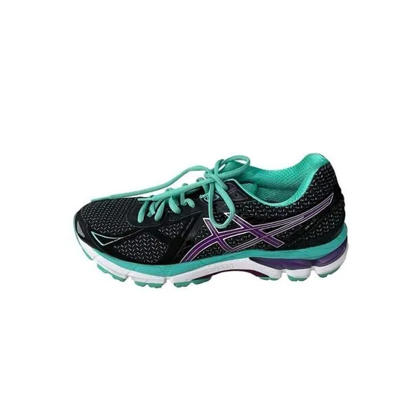 Asics GT-2000 3 Black Aqua Blue Running Walking Athletic Shoes Women's Size 10