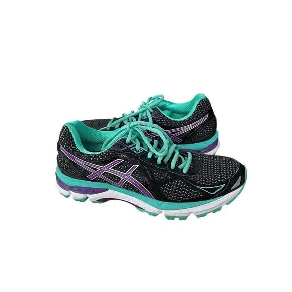 Asics GT-2000 3 Black Aqua Blue Running Walking Athletic Shoes Women's Size 10