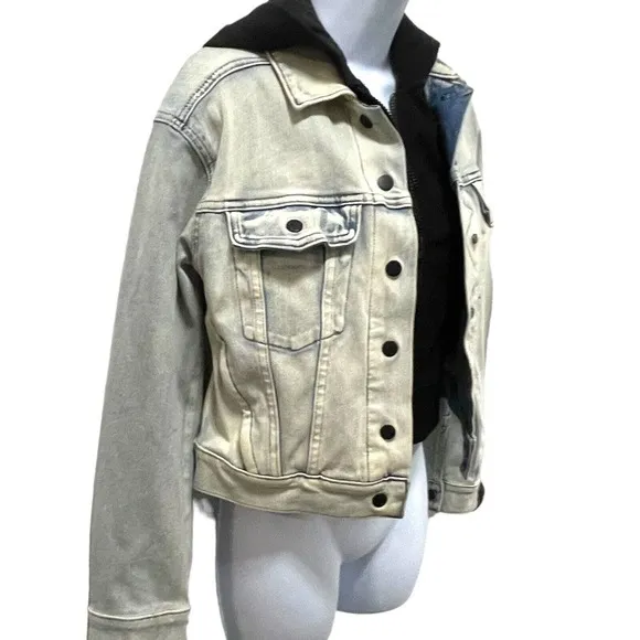 ATHLETA DOUBLE TIME DENIM JACKET Size‎ XS 3 In 1 Light Wash Crop Short