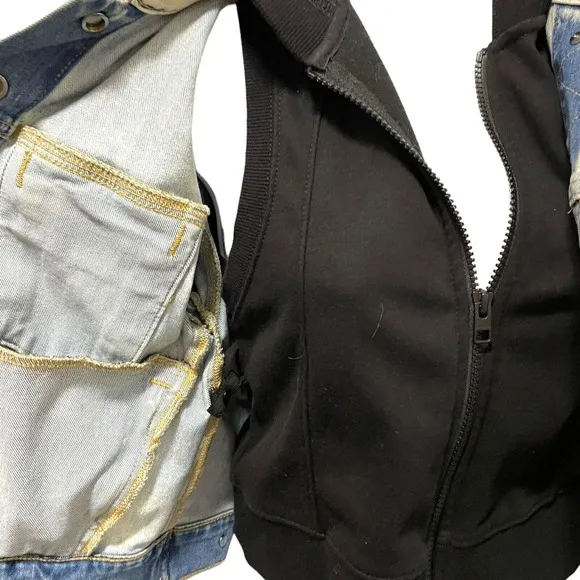 ATHLETA DOUBLE TIME DENIM JACKET Size‎ XS 3 In 1 Light Wash Crop Short