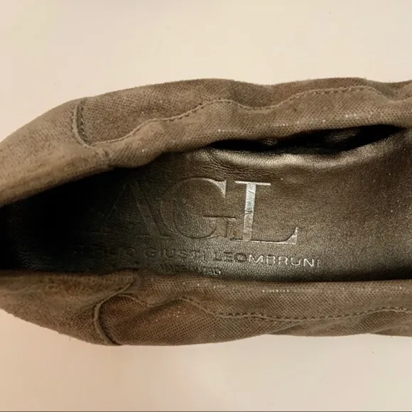 Attilio Giusti Leombrani Italian Tan Leather Metallic Ballet Flats