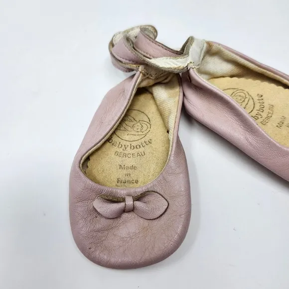 Babybotte Leather Ballet Flats Bow Accent Shoes EU 19 US 3