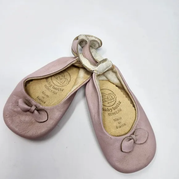 Babybotte Leather Ballet Flats Bow Accent Shoes EU 19 US 3