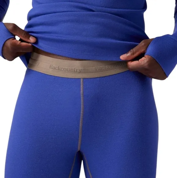 BACKCOUNTRY Merino Wool Cedars Electric Blue Midweight 3/4 Baselayer Bottoms XXL