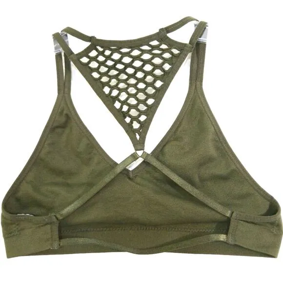 Badgley Mischka Sports Bra army green net back