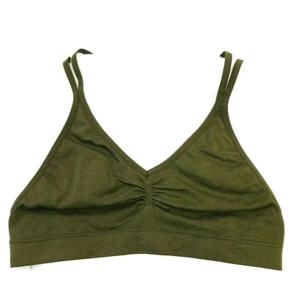 Badgley Mischka Sports Bra army green net back