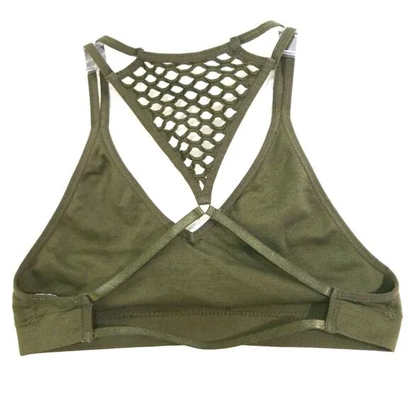 Badgley Mischka Sports Bra army green net back