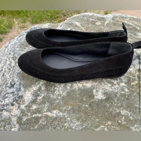 BALENCIAGA Paris‎ Black Wingtip Flats Suede Shoes