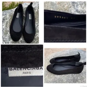 BALENCIAGA Paris‎ Black Wingtip Flats Suede Shoes
