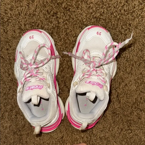 Balenciaga triple s White and Pink Chunky Sneakers