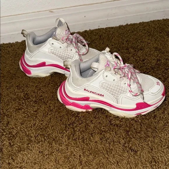 Balenciaga triple s White and Pink Chunky Sneakers