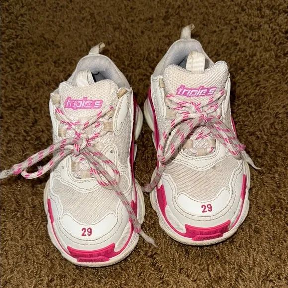 Balenciaga triple s White and Pink Chunky Sneakers