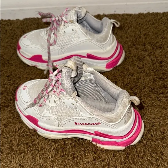 Balenciaga triple s White and Pink Chunky Sneakers