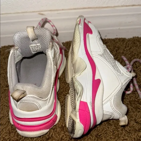 Balenciaga triple s White and Pink Chunky Sneakers