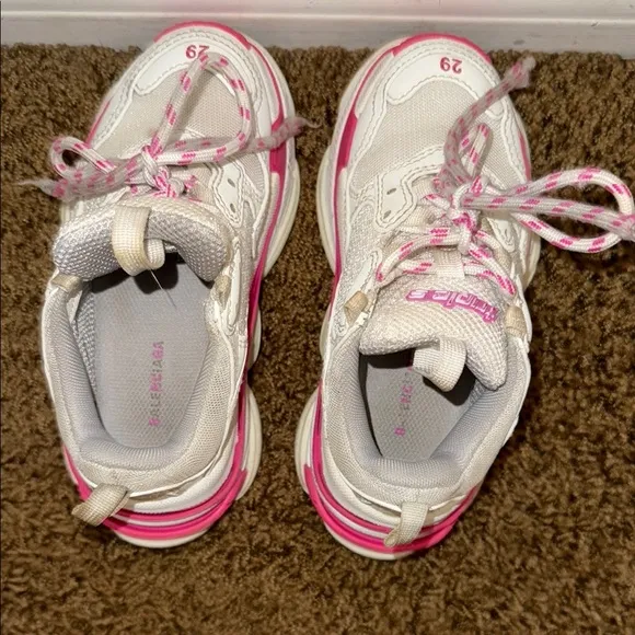 Balenciaga triple s White and Pink Chunky Sneakers