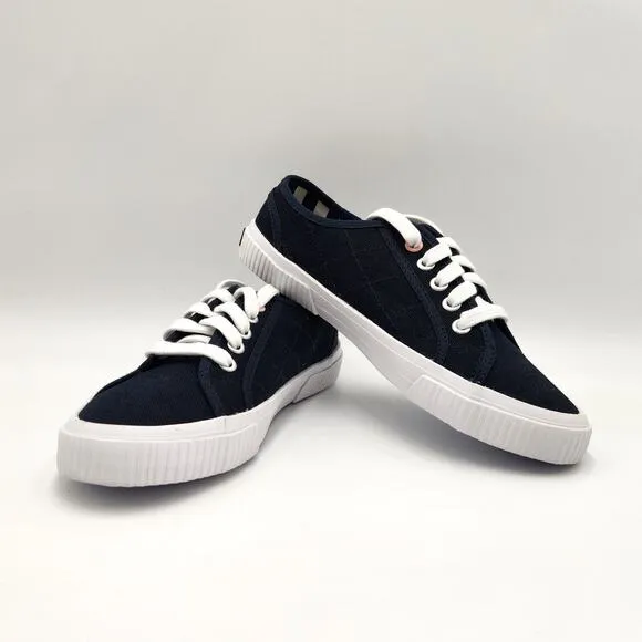 Barbour Women Navy Canvas Hailey Comfort Lace Up Low Top Sneakers Size US 6