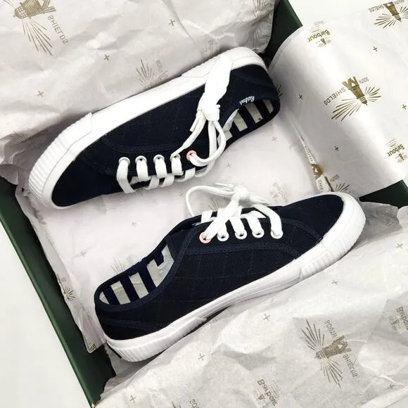 Barbour Women Navy Canvas Hailey Comfort Lace Up Low Top Sneakers Size US 6
