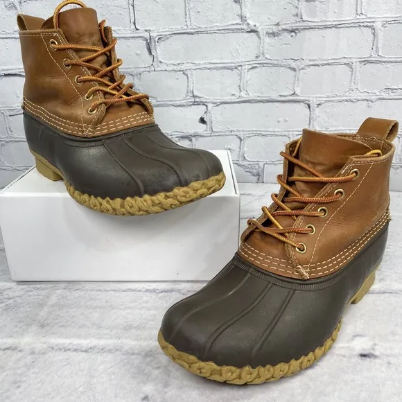 Bean Boots By LL Bean Unlined 6&quot; Size EM Men 7 Women 9 Waterproof Duck Boot