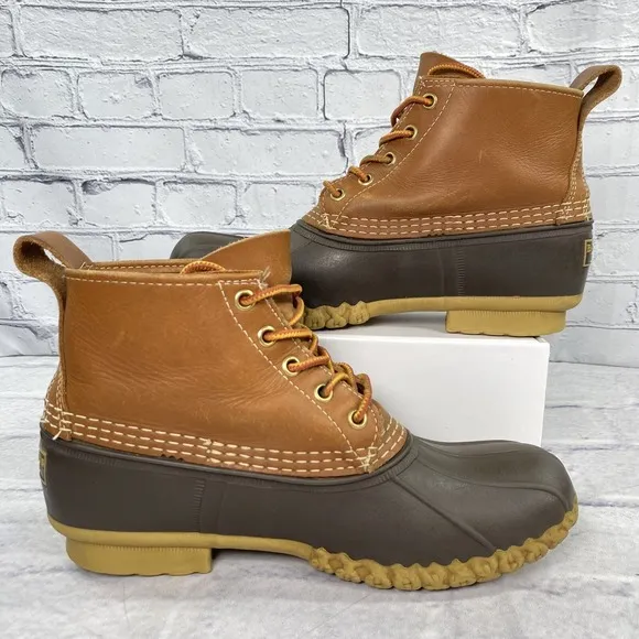 Bean Boots By LL Bean Unlined 6&quot; Size EM Men 7 Women 9 Waterproof Duck Boot
