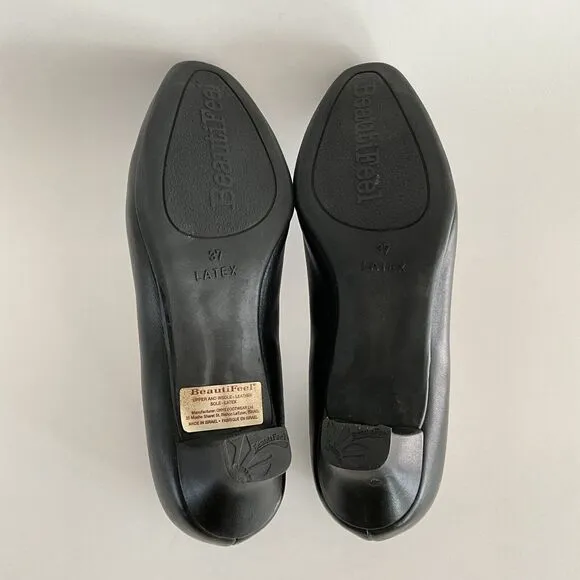 Beautifeel Pumps Women 37 US 6-6.5M Black Leather Low Heel Arch Support Shoes