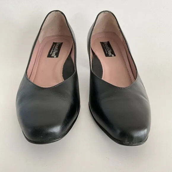 Beautifeel Pumps Women 37 US 6-6.5M Black Leather Low Heel Arch Support Shoes