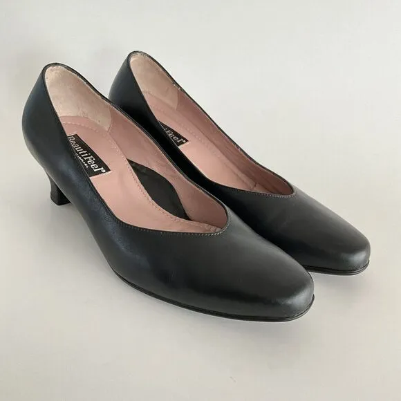 Beautifeel Pumps Women 37 US 6-6.5M Black Leather Low Heel Arch Support Shoes
