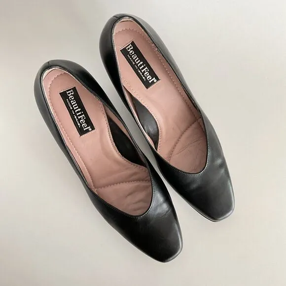 Beautifeel Pumps Women 37 US 6-6.5M Black Leather Low Heel Arch Support Shoes