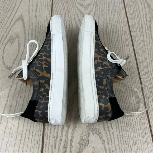 Bellstaff Dagenham Leopard Canvas/Suede Low Top Sneakers US5/35 Tasmin Gold $555