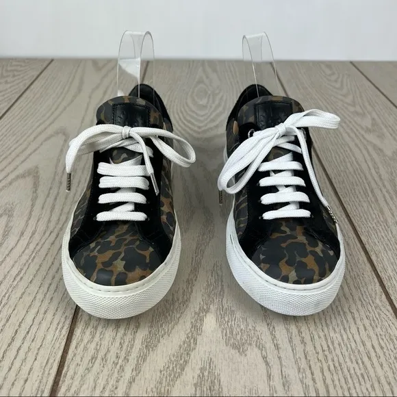 Bellstaff Dagenham Leopard Canvas/Suede Low Top Sneakers US5/35 Tasmin Gold $555