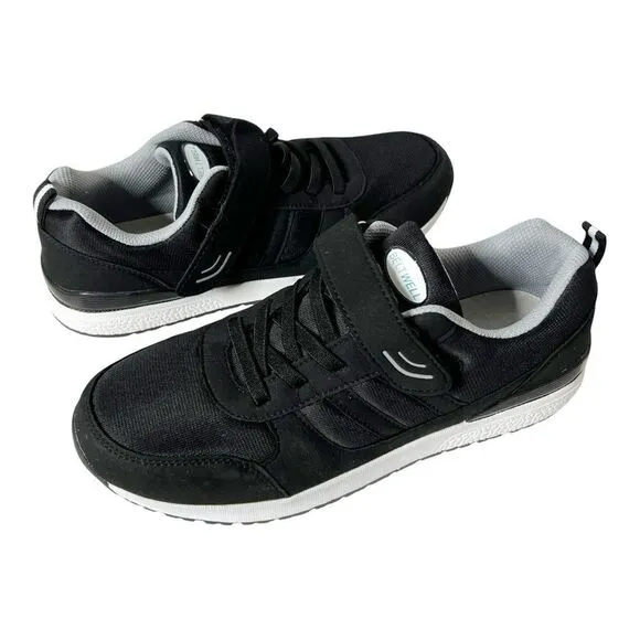 Beltwell Mens Wide Edema Adjustable Black Walking Comfort Sneakers Size 8.5