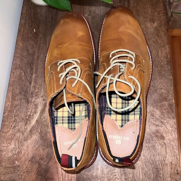 Ben Sherman Brent Oxford Lace Up Tan Leather Dress Casual Shoes Men's US 12