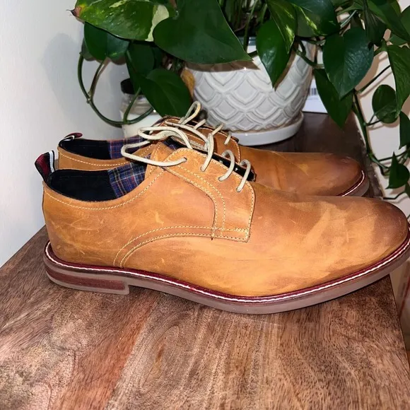 Ben Sherman Brent Oxford Lace Up Tan Leather Dress Casual Shoes Men's US 12