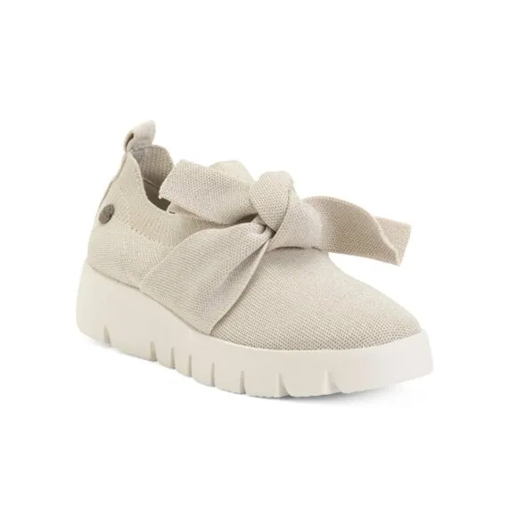 BERNIE MEV Nude/Silver Fx Serenity Slip On Bow Sneakers