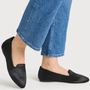 BIRDIES HAIR CALF WOMEN SZ 8 BLACK FLATS.