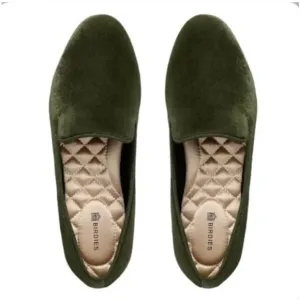 BIRDIES The Starling Loafer Olive Green Velvet Shoes Size 8.5 8‎ 1/2 Casual Work