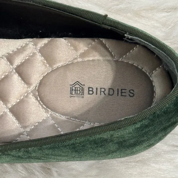 BIRDIES The Starling Loafer Olive Green Velvet Shoes Size 8.5 8‎ 1/2 Casual Work