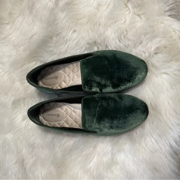 BIRDIES The Starling Loafer Olive Green Velvet Shoes Size 8.5 8‎ 1/2 Casual Work