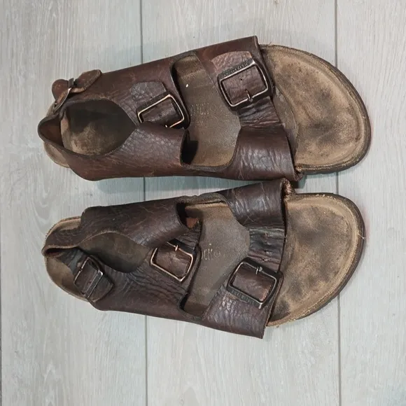 Birkenstock Mens Milano Leather Sandals Flats shoes sz 44/11 Regular