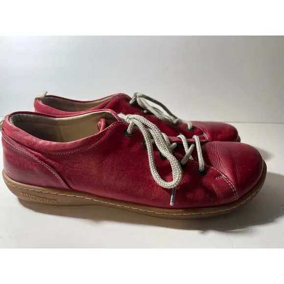Birkenstock Red Leather Lace-Up Shoes