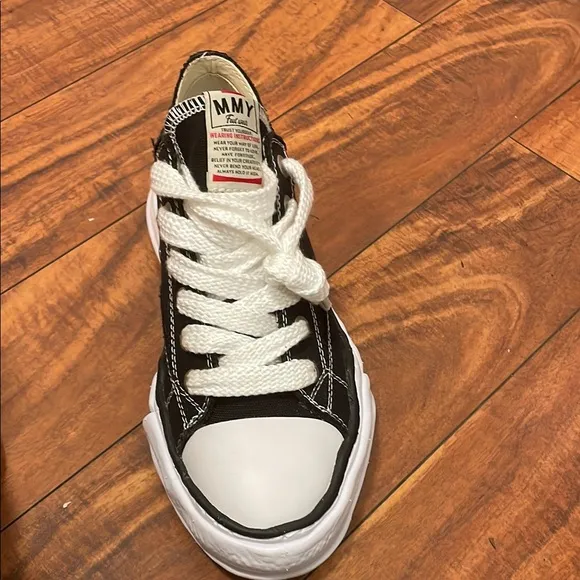 Black and White Canvas Sneakers with Rubber Sole