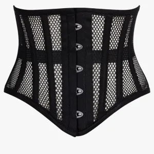 Black fishnet corset waistbelt fetish bondage club rave goth punk lingerie new