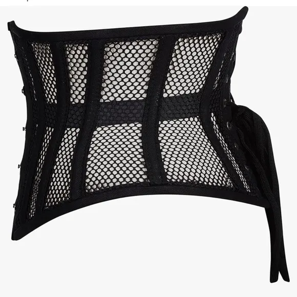 Black fishnet corset waistbelt fetish bondage club rave goth punk lingerie new
