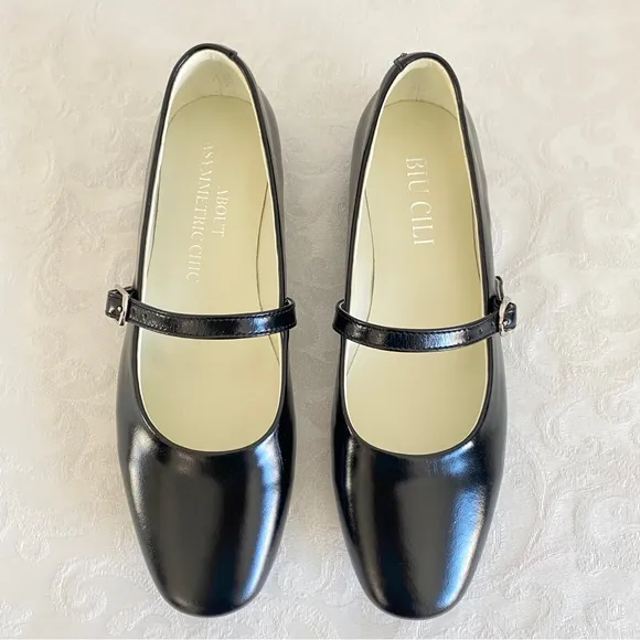 Black Mary Jane Flats