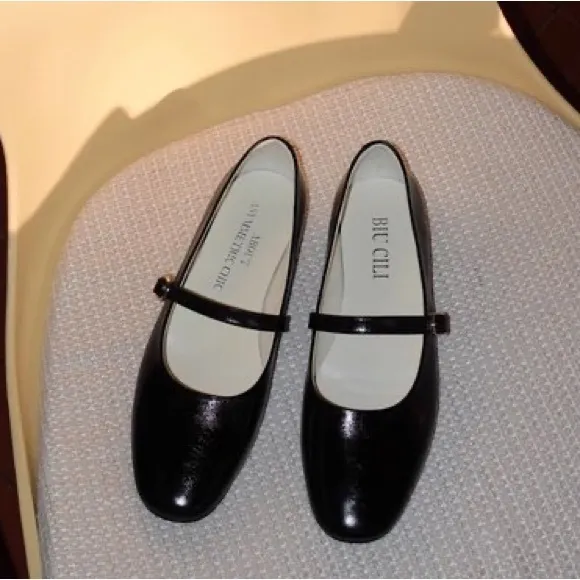Black Mary Jane Flats