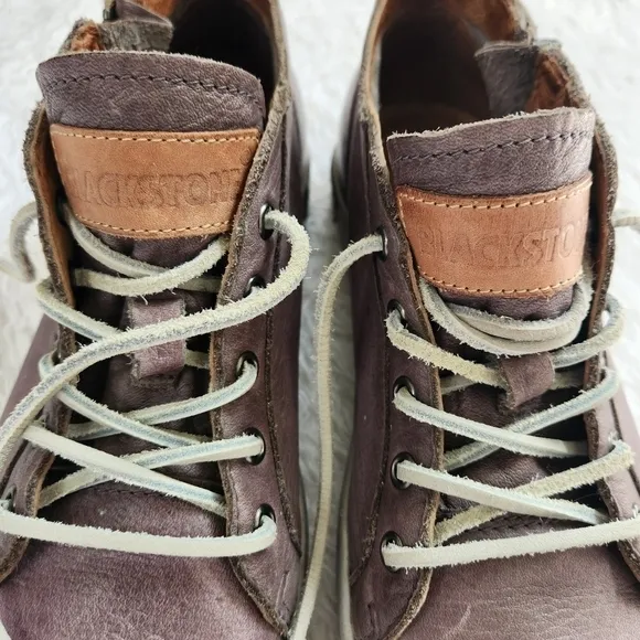 Blackstone 37 Leather Lace Up Mid Sneakers Charcoal