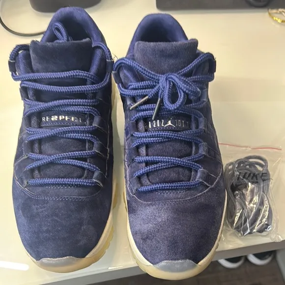 Blue Suede Sneakers with Gum Sole
