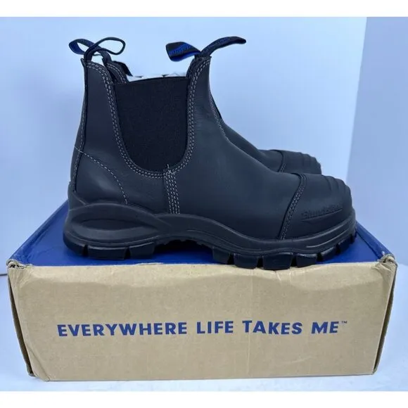 Blundstone #990 Unisex Safety Toe Black Leather Chelsea Boot Women's US 9.5