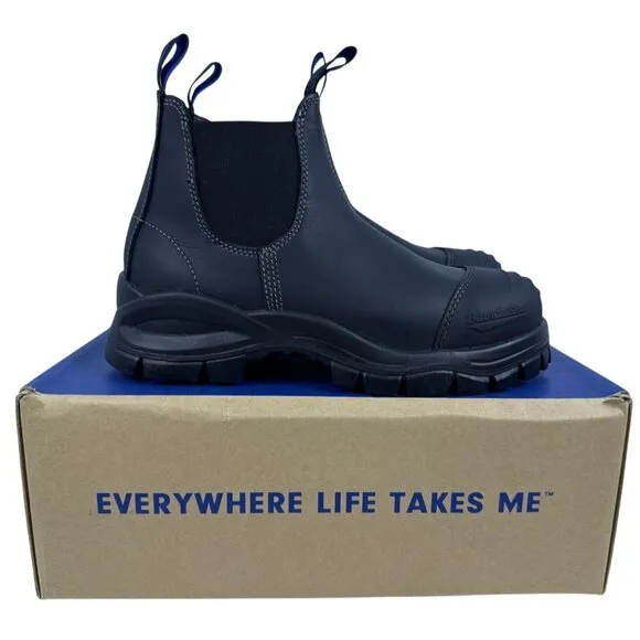 Blundstone #990 Unisex Safety Toe Black Leather Chelsea Boot Women's US 9